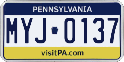 PA license plate MYJ0137