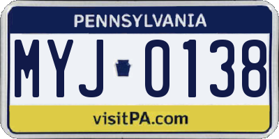 PA license plate MYJ0138