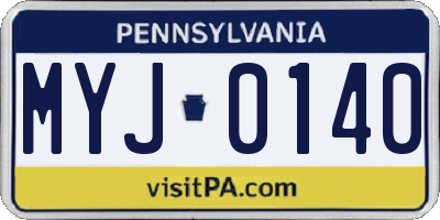 PA license plate MYJ0140
