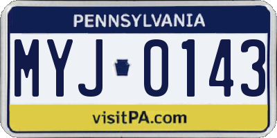 PA license plate MYJ0143