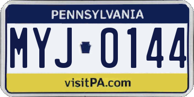 PA license plate MYJ0144