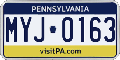 PA license plate MYJ0163