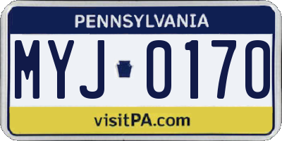 PA license plate MYJ0170