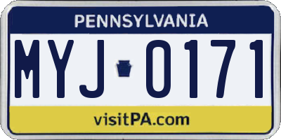 PA license plate MYJ0171