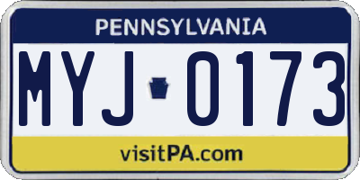 PA license plate MYJ0173