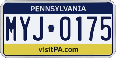 PA license plate MYJ0175