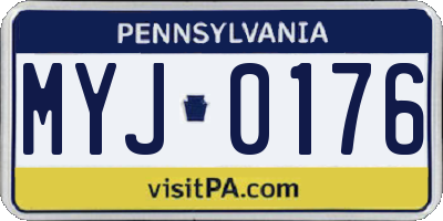 PA license plate MYJ0176