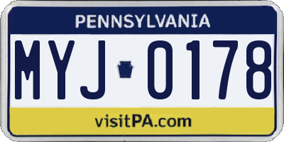 PA license plate MYJ0178
