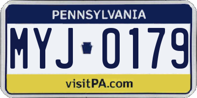 PA license plate MYJ0179