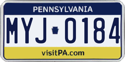 PA license plate MYJ0184
