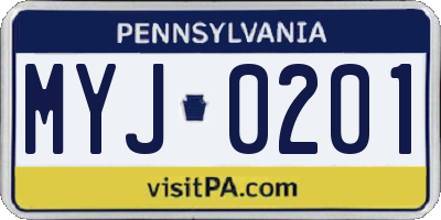 PA license plate MYJ0201