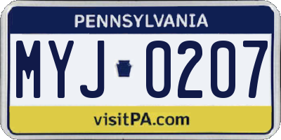 PA license plate MYJ0207