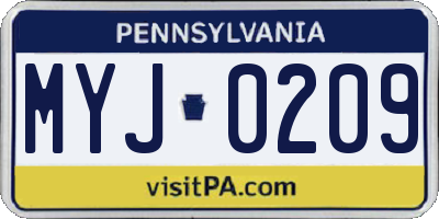 PA license plate MYJ0209