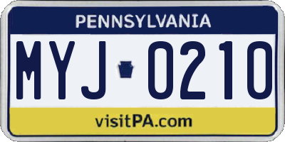PA license plate MYJ0210