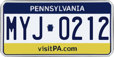 PA license plate MYJ0212