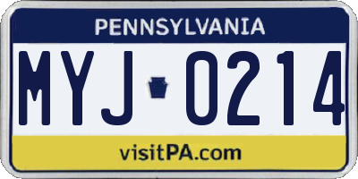 PA license plate MYJ0214