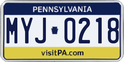 PA license plate MYJ0218
