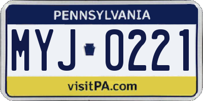 PA license plate MYJ0221