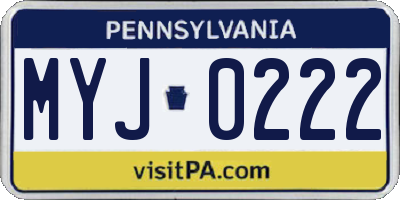 PA license plate MYJ0222