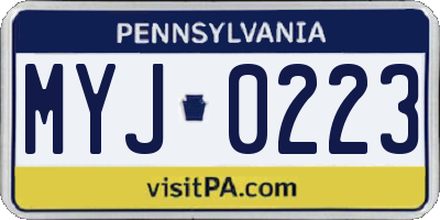 PA license plate MYJ0223