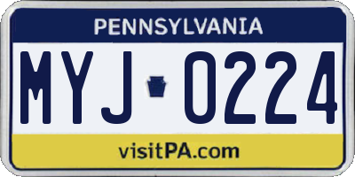 PA license plate MYJ0224