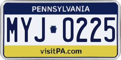 PA license plate MYJ0225