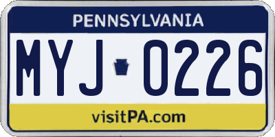 PA license plate MYJ0226