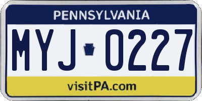 PA license plate MYJ0227