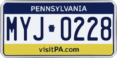 PA license plate MYJ0228