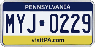 PA license plate MYJ0229