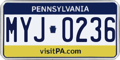 PA license plate MYJ0236