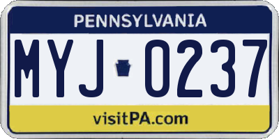 PA license plate MYJ0237
