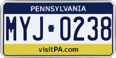 PA license plate MYJ0238