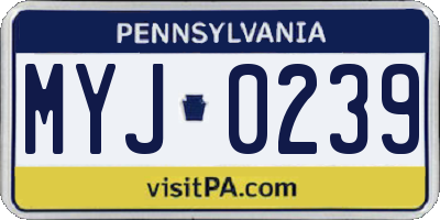 PA license plate MYJ0239