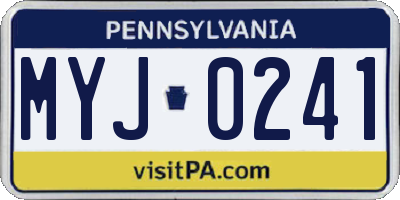PA license plate MYJ0241