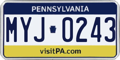 PA license plate MYJ0243