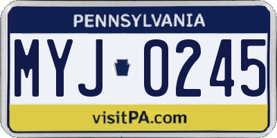 PA license plate MYJ0245