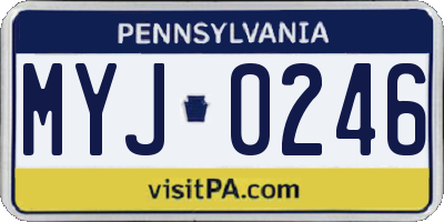 PA license plate MYJ0246