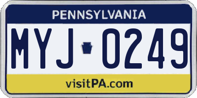 PA license plate MYJ0249
