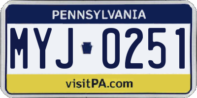 PA license plate MYJ0251