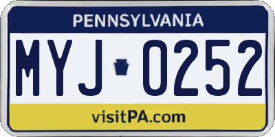 PA license plate MYJ0252