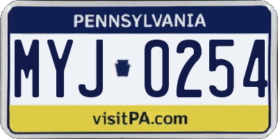 PA license plate MYJ0254