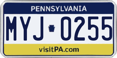 PA license plate MYJ0255