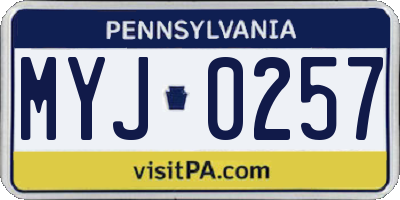 PA license plate MYJ0257