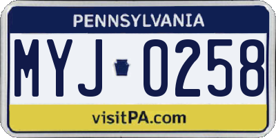 PA license plate MYJ0258