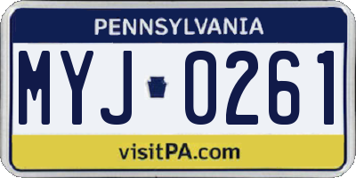 PA license plate MYJ0261