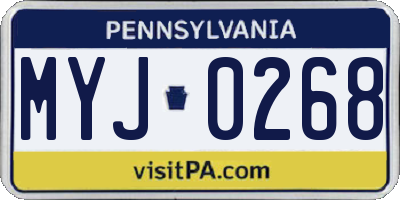 PA license plate MYJ0268