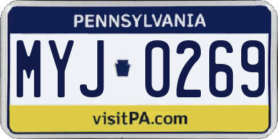 PA license plate MYJ0269