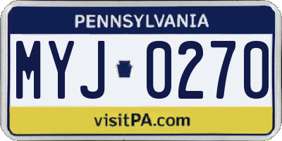 PA license plate MYJ0270