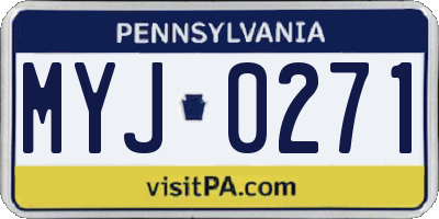 PA license plate MYJ0271